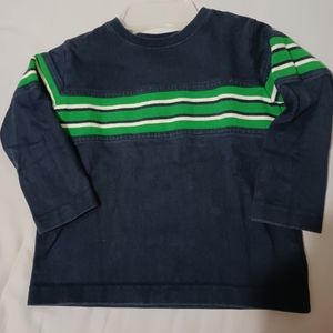 Hanna Andersson Shirt Size 90 3T Boys Striped Long Sleeve Navy Green  EUC